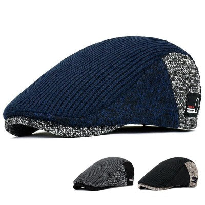 1111Men Newsboy Hats Thick Autumn Winter Vintage Herringbone Octagon Cap Casual knitted Berets Gatsby Flat Hat Color Matching Cap - BELANO